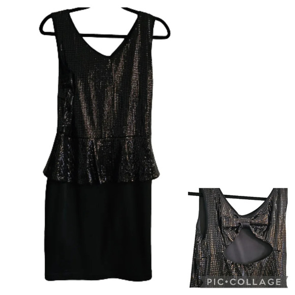 Julio Black Sequin Peplum Dress - Picture 1 of 10